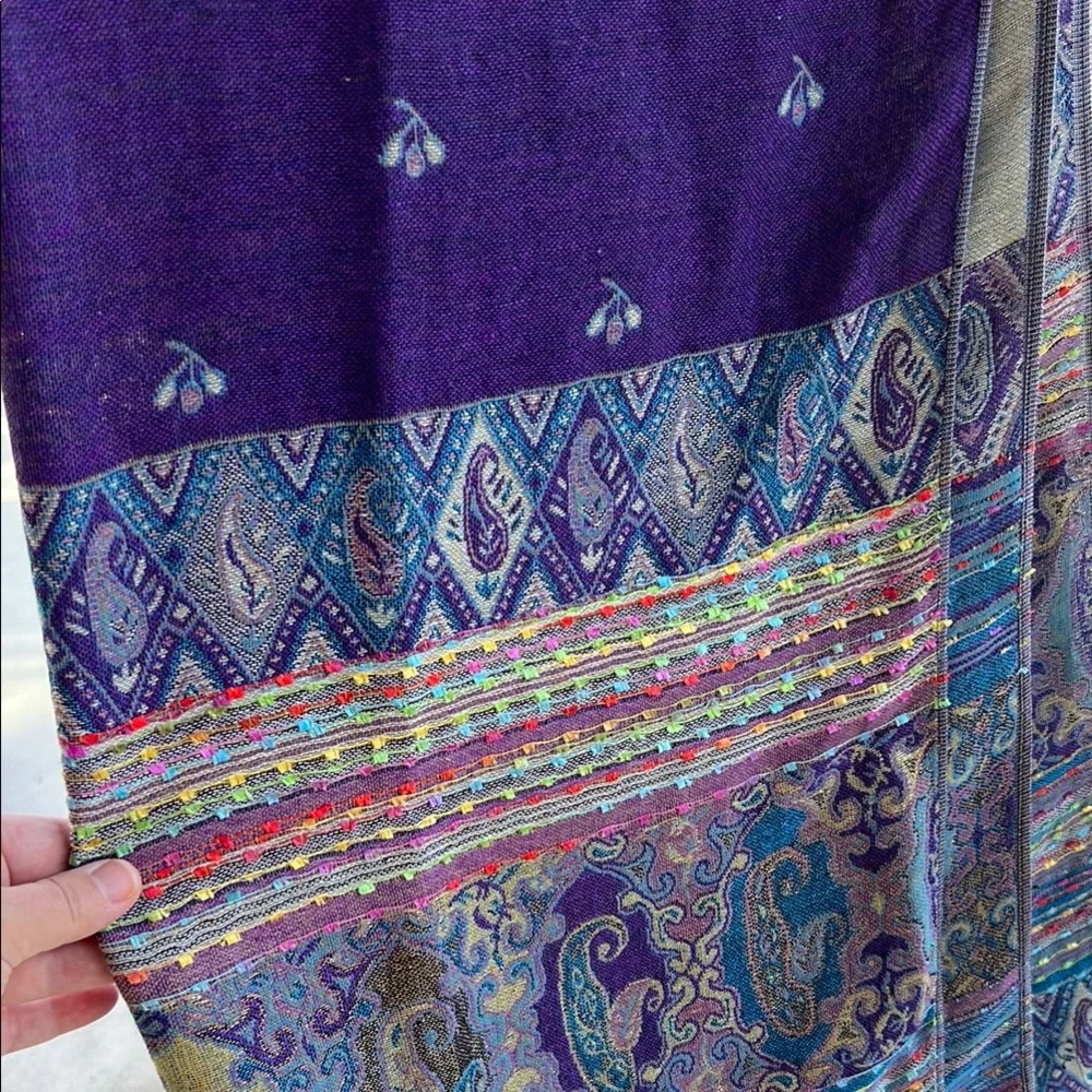 Pashmina Multicolor 100% Cashmere Ladies Scarf OS - Picture 2 of 6